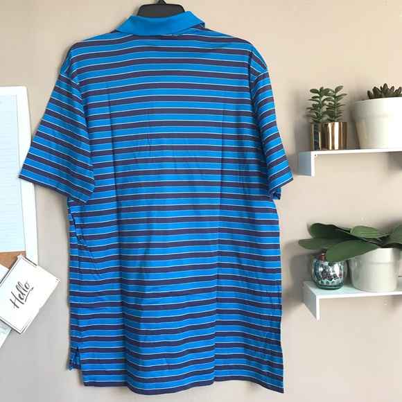 Peter Millar Mens Blue Stripe Golf Polo Cotton L - Picture 4 of 4